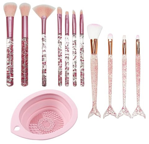 11 Pinceaux De Maquillage Et 1 Bol De Nettoyage Pour Pinceaux De Maquillage, Outils De Beauté, Pinceaux De Maquillage Brillants, Pinceaux De Maquillage Au Design Créatif
