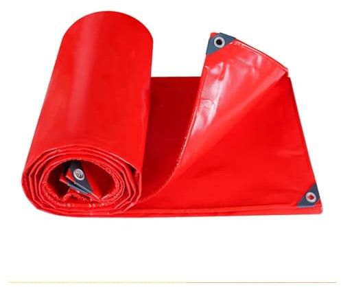 NJIEzhao 500GSM Heavy Duty PVC Tarpaulin Waterproof Knife Cloth Camping Tent Groundsheet Gazebos Canopy Awnings Shading Sail Shed Car Side Awning(Red,3x8m)