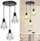 HiBay Hängelampe Esstisch E27 Pendelleuchte Vintage Küchenlampe Hängend 3 Flammig Esszimmerlampe Schwarz Hängeleuchte für Flur Wohnzimmer Schlafzimmer Max. 60W Ohne Leuchtmittel