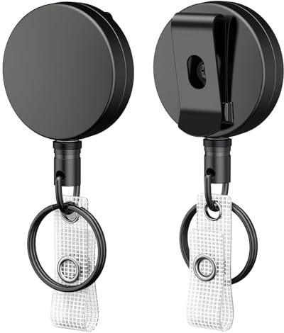 Llaveros Extensibles Retráctil,2 PCS Llavero Retráctil 4cm Llavero Extensible Retractil con Cuerda de Acero Extensible de 70 cm para Portatarjetas de Identificación Llaves y Credenciales