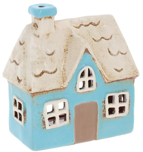 Shudehill Giftware Village Pottery Dormer, Cottage and Croft style Tealight Houses (Dormer Teal)