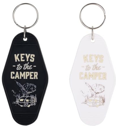 Mikovivi 2pcs Porte Clé Camping Car, Noir et Blanc Accessoires pour Camping-Car pour Femme et Homme