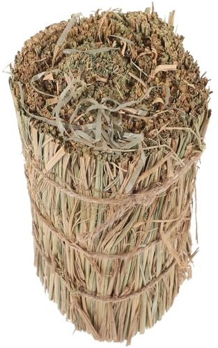 Gatuida Small Straw Bale Decorative Stool, Rustic Haystack Ornament for Garden and Wedding Decor, 10x20cm Round Straw Seat, Outdoor Backdrop Prop for Photography and Home Display