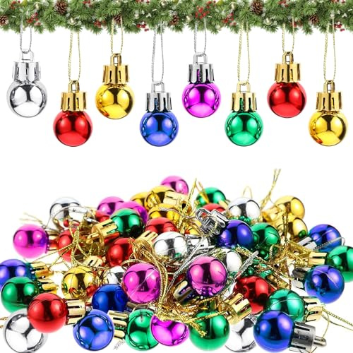 Mini Weihnachtskugeln Plastik, 90 Stück 2 cm Weihnachtsbaumkugeln, Kunststoff Christbaumkugeln Weihnachtskugel Ornamente, Tannenbaum Kugeln Weihnachtsdeko, Weihnachtsbaumschmuck Christbaumschmuck