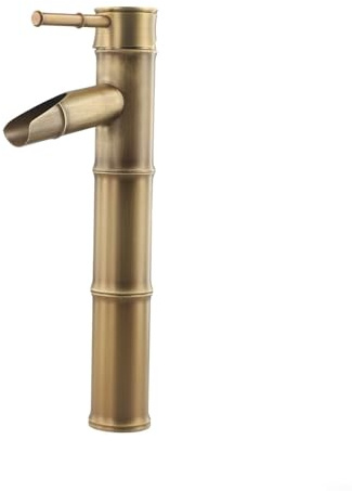 Robinet mitigeur de lavabo en laiton antique avec poignée unique et vanne en céramique, robinet d'évier pour eau chaude et froide, pour salle de bain ou cuisine, connexion G1/2 en finition marron (L)