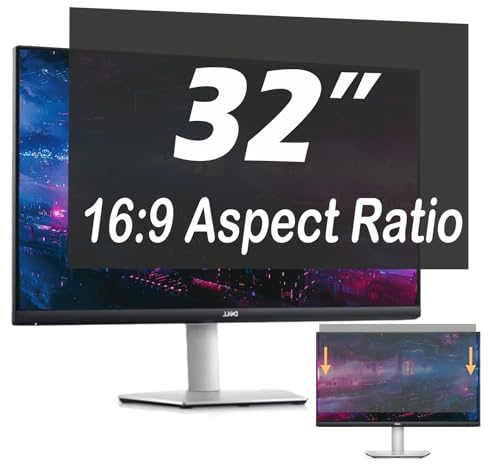 PRSPR 32 Inch Privacy Screen for Computer Monitor, 16:9 Anti-Spy Filter for Laptop & PC Display, Blue Light Blocking Anti-Glare Reversible Protector Film, Easy Slide-Mount Installation (32 Inch