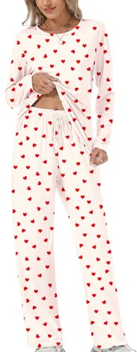 Rapbin Schlafanzug Damen Lang Pyjama Set Nachtwäsche Loungewear mit Taschen | Zweiteiliger Schlafanzüge für Damen Nachtwäsche Langarm Oberteile und Schlafhose mit Taschen Loungewear für Herbst Winter