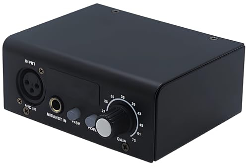 boxoon Dual-Channel Microphone Preamp, Expert Xlr Audio Interface Amplifier, Mic Signal Booster Featuring Forty-Eight Volt Phantom Power, Recording Studio Gear For Live Performances And Podcasting