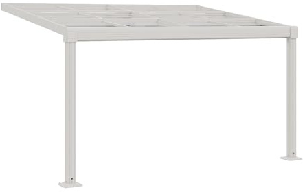Vente-unique - Pergola adossée en Aluminium avec Toit Coulissant - 12 m² - Blanc - IZEDA
