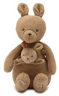 Jollein Kuscheltier Kangaroots – Känguru mit Baby im Beutel – 32 cm – Weiches Plüschtier – Für Babys & Kinder – Handwaschbar – Geschenk zur Geburt – Babyspielzeug
