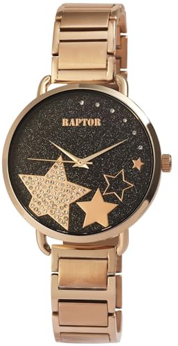 Raptor Damen Armbanduhr Analog in roséGold, Gesamtlänge 23.5 cm, Edelstahlarmband – 3 ATM