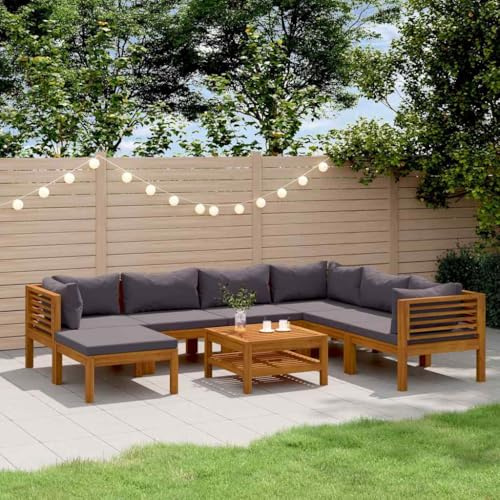 KKHOMEI Lounge Set Holz, Ecklounge Outdoor, Terrassenmöbel außen, Gartenmöbel Set mit Kissen, Balkon Lounge, Loungemöbel Set für Balkon, Garten, 8-TLG Type-46