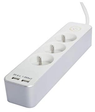 Bloc multiprise 3 x 16A + 2 USB 1,5m 3G1,5mm² - Chacon