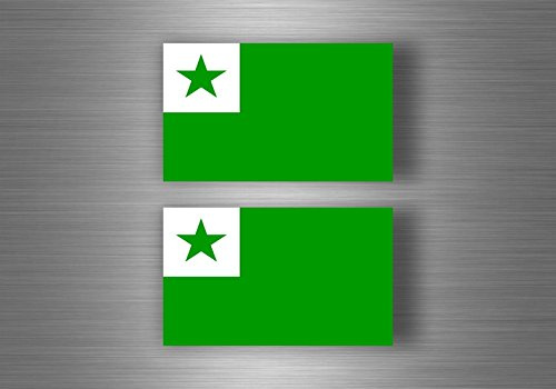 Akacha 2X Sticker Aufkleber Tuning Helmet Fahne Flagge flaggen Esperanto car Motorrad