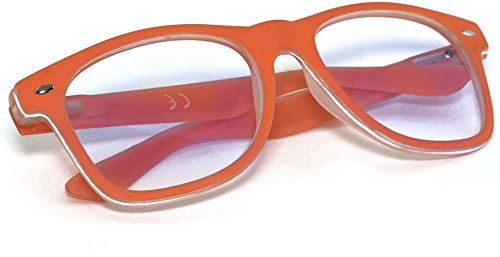 Morefaz Men Women Glasses Clear Lens Anti Glare Reading Computer, Gaming, TV, Glasses UV Anti Radia Reflex Retro Vintage MFAZ Ltd (Orange)