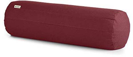 basaho Yoga Bolster Yogarolle | Bio-Baumwolle | Buchweizenschalen | Abnehmbarer und waschbarer Bezug | Yoga Rolle Yogakissen (Tibetisches Bordeaux)