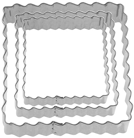 Westmark Terrassenkeks-Ausstechformen-Set Quadrat, Gewellte Kanten, 3-teilig, Größen: ø 4,5,6 cm, Rostfreier Edelstahl, Quadrat gewellt, Silber, 35272291