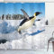 ABAKUHAUS Pinguin Duschvorhang, Detaillierte Arctic Foto, Stoffliches Gewebe Badezimmerdekorationsset mit Haken, 175 x 200 cm, Blau Hellgrau