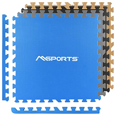 MSPORTS Puzzlematte Set Premium - 8 Schutzmatten - 3,175m² | Bodenmatte in Königsblau 60x60 cm inkl. Endstücke - Stärke: 1,2 cm | Fitness Bodenschutzmatte