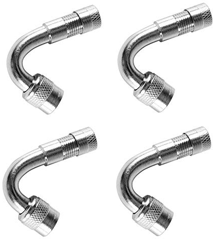 Aofan 4 Stück 45 Grad Reifen Ventilverlängerung Universal Extender Adapter Set für Auto Fahrrad Motorrad Scooter(Silber)