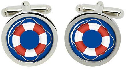 Gift Shop Rettungsring Manschettenknöpfe in Chrom Kiste