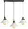 iDEGU 3 Lampes Suspension Luminaire Industrielle Lustre Plafonniers Design Edison Métal Lustre Suspension avec Support en Barre, Ø 220mm, Blanc
