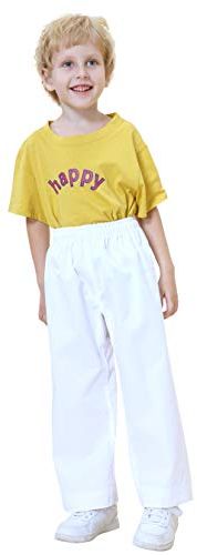 TopTie Pantalones de artes marciales, traje de karate para adultos y niños, color blanco, talla 00