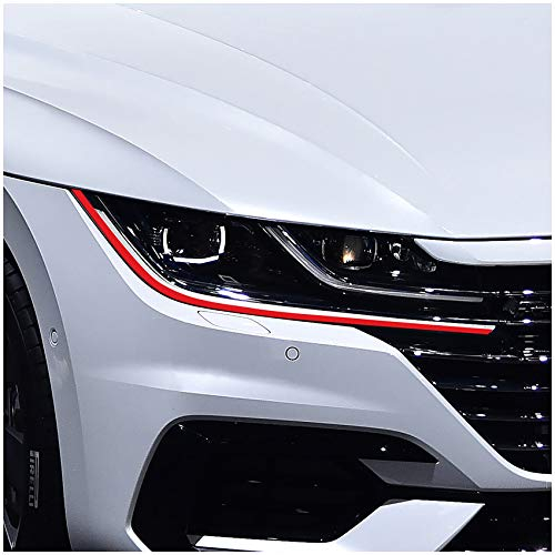 Devil Eye® Scheinwerferfolie rot Zierstreifen Dekor Dekorleiste Folie Flexibel für Scheinwerfer Kfz Auto Zubehör Selbstklebend KX004 (Kompatibel mit VW Arteon ab 2017)