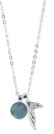 HUKJ Collar De Espuma De Sirena Colgante De Plata Esterlina S925, Colgante De Cola De Pez De Cristal Salvaje, Collar De Cadena De Clavícula Fresca Pequeña