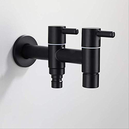 304 In Acciaio Inox Nero Lavatrice Rubinetto 1in 2 Out Doppio Rubinetto Per Lavatrice Da Giardino Esterno Rubinetto Mop B
