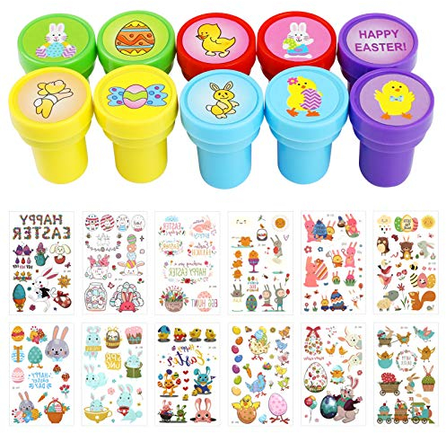Kesote Stempel Kinder Aufkleber Ostern Stempel Set Hase Stempelset Ostereier Sticker Tattoo