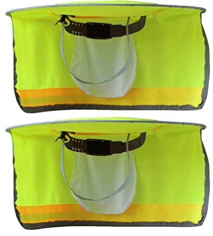 FOMIYES 2 Stück Helm, Sonnenschutz, Vollkrempe, Helm-Zubehör, Polyester-Nackenschutz, hohe Sichtbarkeit, Netz-Nackenschutz für Bauhelme