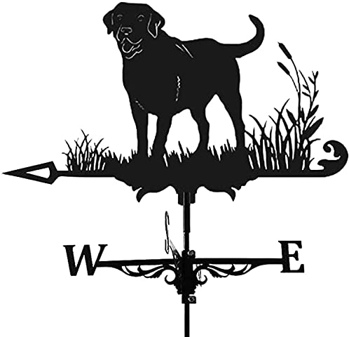 Alnicov Veleta de Metal con diseño de Animales, Vintage, Color Negro, indicador de dirección del Viento para Exteriores, jardín, Techo, Paddock, decoración (Perro)