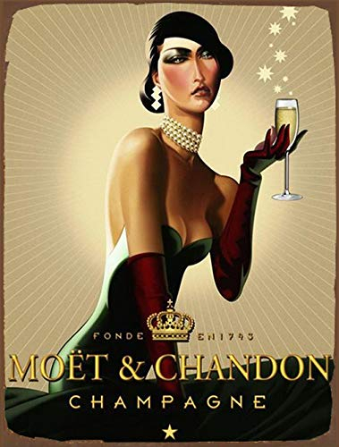 Inga Moet And Chandon Vintage Style Metall Werbung Wandschild Schild Blechschild Metalldekor A2 Metallschild Poster 20,3 x 30,5 cm