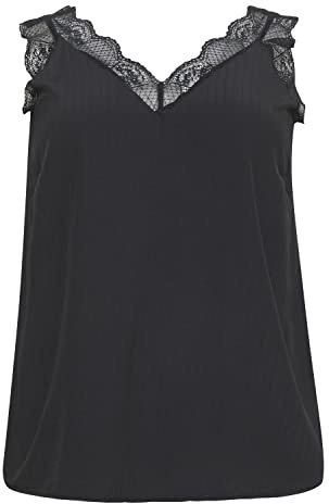 KAFFE CURVE Damen Bluse ärmellos KCjakobine Bluse Damen Große Größen Ärmellose Spitze top Schulterriemen