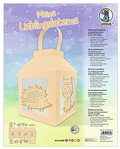 Ursus 18780016 - Laternen-Bastelset Meine Lieblingslaterne Aprikose, Komplett-Set zum Selber-Basteln einer Laterne, inkl. Anleitung, ideal für Sankt Martin, Lampion-Umzug oder als herbstliche Deko