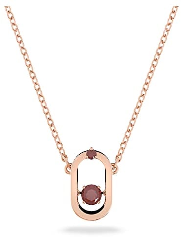 Swarovski Necklace, Red Round Crystal with White Pavé Crystals in a Rose Gold Tone Plated Setting, from the Sparkling Dance Collection
