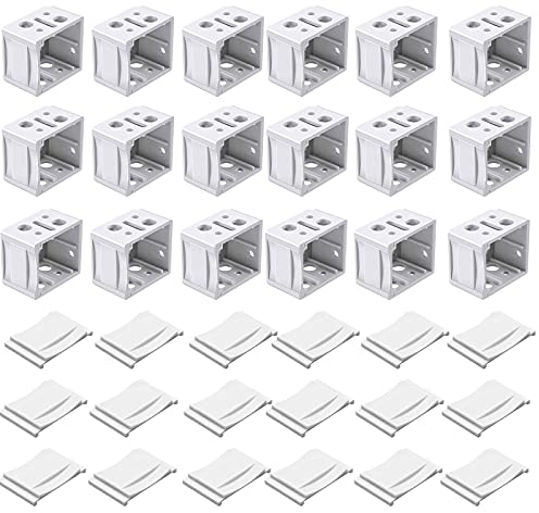 Window Blind Brackets, 18Pcs Plastic Profile Box Mounting Bracket Window Blinds Headrail Track End Holder Bracket Blinds Parts White