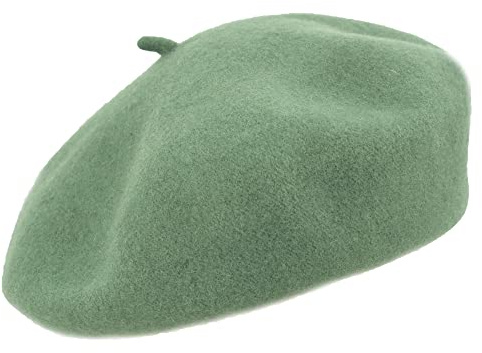 MELEGARI Baskenmütze für Damen | 100% Wolle | Margie Beret | Made in EU, Grün 306, One size