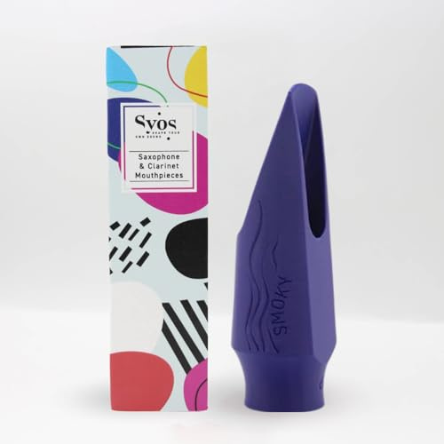 Syos Alto Saxophone Mouthpiece, Smoky Model, Improve the Sound of your Alto Sax with this Easy-To-Play, Dark and Warm Alto Mouthpiece (5 - Phantom Blue, 5)