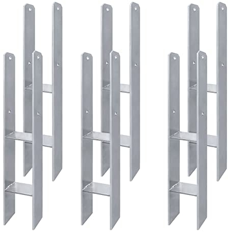 LARS360 6 Stück H-Pfostenträger H-Anker Pfostenanker Set in Stahl Ausführung 101x600mm, Materialstärke 5mm