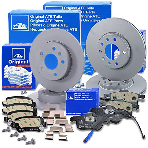 ATE Bremsenset inkl. Bremsscheiben vorne Ø 280 mm belüftet + hinten Ø 264 mm voll und Bremsbeläge vorne + hinten und Verschleißkontakt Kompatibel mit OPEL ASTRA H (A04) (L70), ZAFIRA A + B (A05)