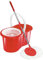 Spin Mop Bucket Set with Spin 360 Wringer and 1 Microfibre Mop Pad Head Telescopic Easy Press Handle with Spin Dry Cleaning Caddy Set-Microfibre Home Cleaning Clean Floor (Red)