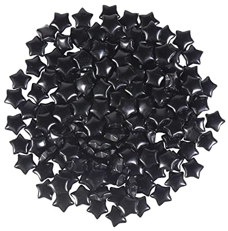 SUNYIK 20 Stück Mini Stern Kristall Taschenstein Heilkristall Sorgenstein für Reiki Meditation Angst Stress Schmuckherstellung Schwarz Obsidian Stein