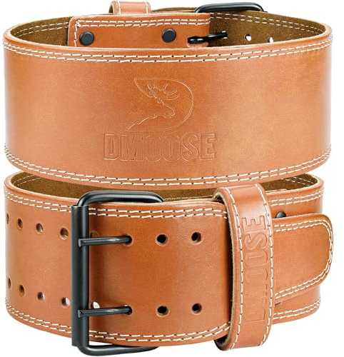 DMoose Gürtel zum Gewichtheben, echtes Leder, für Damen und Herren, 10,2 cm breit, verstellbare Schnalle, 5 mm dick für Gewichtheben, Workout, Fitnessstudio, Kniebeugen, Kreuzheben, tolle