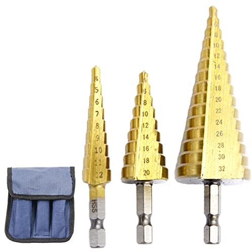 LAIWEI Step Drill Bit HSS Drill Hexagonal Shank Drill Bit (4-12.4-20.4-32)
