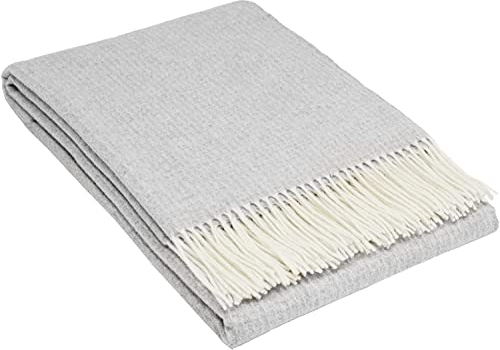 Merino Wolldecke 140x200 – Weiche Merino Decke mit 10% Kaschmir – Luxuriöse Schafwolldecke mit Tasseln – Warme Wolldecke für Sofa, Bett & Outdoor – Stylish Weiche Kuscheldecke - Nostra Wolldecken