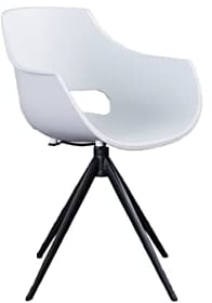 KAWOLA Esszimmerstuhl Drehbar ZAJA Moderner Stuhl mit Armlehne, Kunststoff Sitzschale in Weiß, Ideal für Esszimmer & Büro