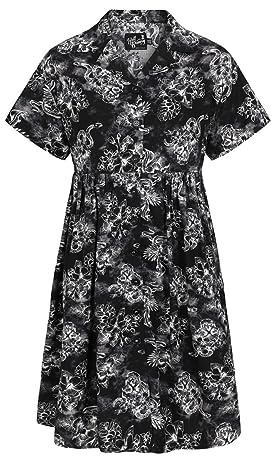 Hell Bunny Kasumi Mid Dress Frauen Mittellanges Kleid schwarz/weiß L