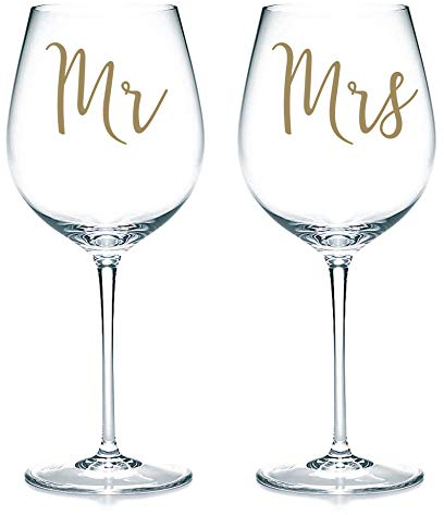 Mr & Mrs - Vinyl Sticker Decal Transfers for Wine Glasses, Mugs. Gift